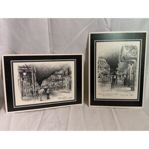VTG Don Davey Sketches of New Orleans French Quarter & Bourbon St. 4"x6" Set